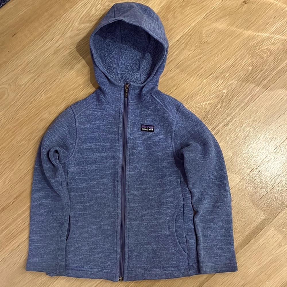 Girls Patagonia Better Sweater with hood, Blue, Small (8)
